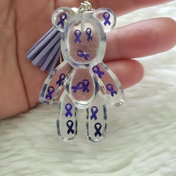 Purple Awareness Ribbon Bear Keychain - Picture 8 of 10